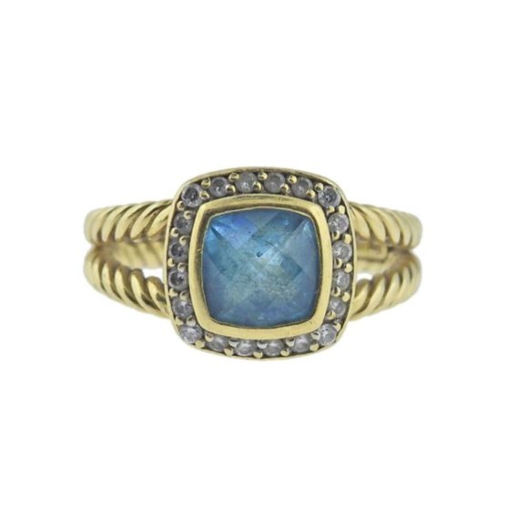 David Yurman 18k Gold Diamond Topaz Ring - Picture 1 of 3
